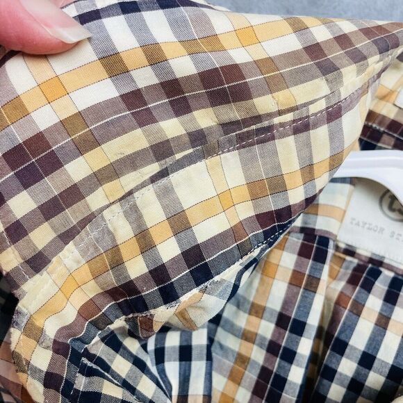 Taylor Stitch Custom Tailored Shirt Mens S Brown Black Tan Check Plaid Button - Picture 9 of 9